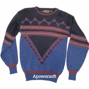 Michael Gerald 90's Vintage Geometric Acrylic Knit Sweater Unisex Size Small